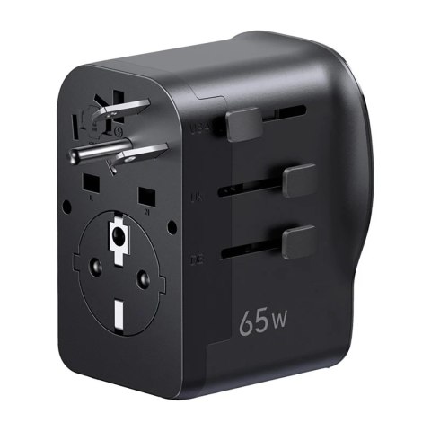 Adapter sieciowy podróżny z ładowarką USB-C USB-A 65W - czarny