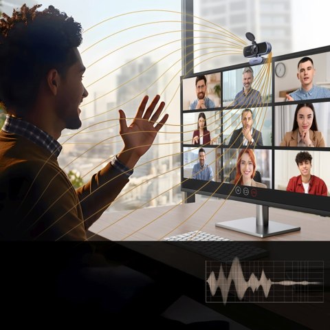 Kamera internetowa do wideokonferencji 2 mikrofony USB 4K Ultra HD - szara