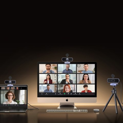 Kamera internetowa do wideokonferencji 2 mikrofony USB 4K Ultra HD - szara