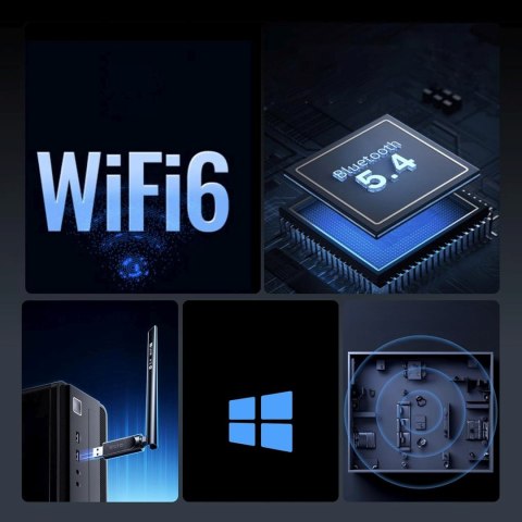 Karta sieciowa adapter bezprzewodowy WiFi 6 z Bluetooth 5.4 - czarny
