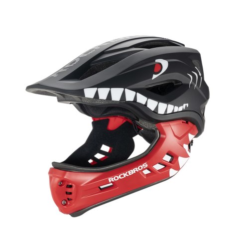 Kask rowerowy dziecięcy z odpinaną szczęką rozmiar S 48-52cm - czarny rekin