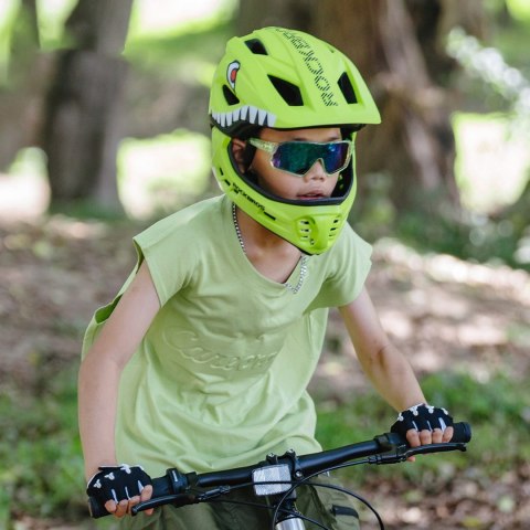 Kask rowerowy dziecięcy z odpinaną szczęką rozmiar S 48-52cm - zielony rekin