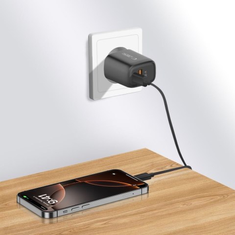 Ładowarka sieciowa USB-A USB-C NCA30 PD QC 30W - czarna