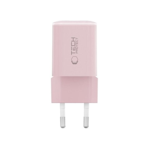 Ładowarka sieciowa USB-A USB-C PD 33W QC - różowa