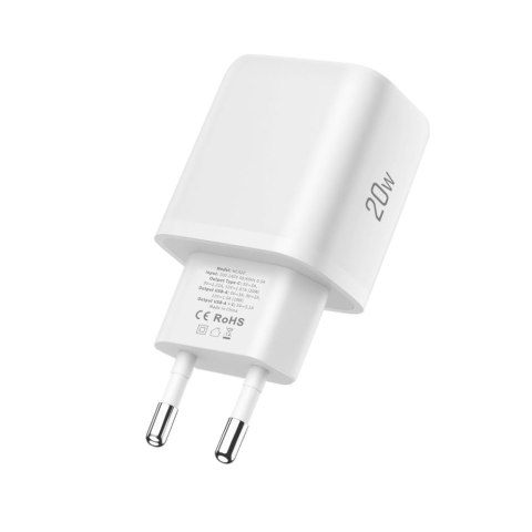 Ładowarka sieciowa USB-A USB-C z kablem USB-C iPhone Lightning NCA20 PD QC 20W - biała
