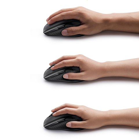 Myszka bezprzewodowa ergonomiczna optyczna 5 przycisków 1600 DPI - czarna
