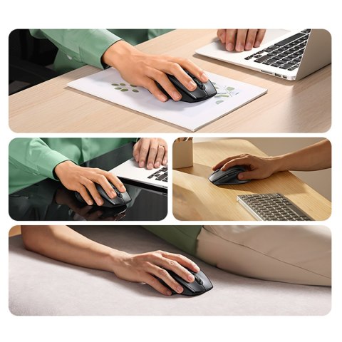 Myszka bezprzewodowa ergonomiczna optyczna 5 przycisków 1600 DPI - czarna