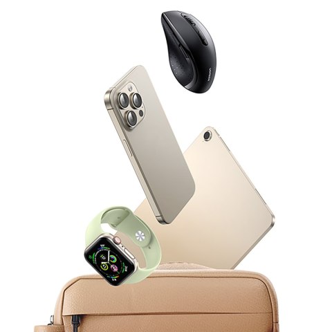 Myszka bezprzewodowa ergonomiczna optyczna 5 przycisków 1600 DPI - czarna