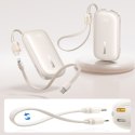 Powerbank 10000mAh 22.5W z kablem smyczą EnerFill FC21 Qpow 3 Ultra - beżowy