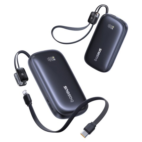 Powerbank 10000mAh 45W z kablem smyczą EnerFill FC21 Qpow 3 Ultra - czarny
