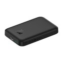 Powerbank indukcyjny 6000mAh 20W z kablem USB-C Magnetic Mini Air - czarny