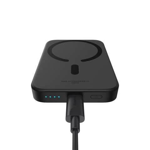 Powerbank indukcyjny 6000mAh 20W z kablem USB-C Magnetic Mini Air - czarny
