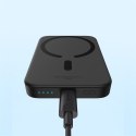 Powerbank indukcyjny 6000mAh 20W z kablem USB-C Magnetic Mini Air - czarny