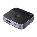 Switch przełącznik DisplayPort USB-C do USB-C - szary