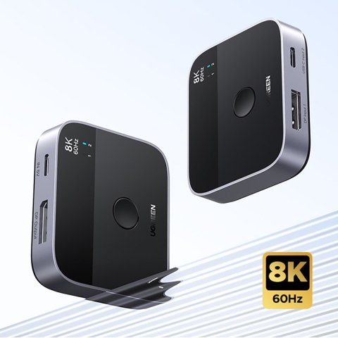 Switch przełącznik DisplayPort USB-C do USB-C - szary