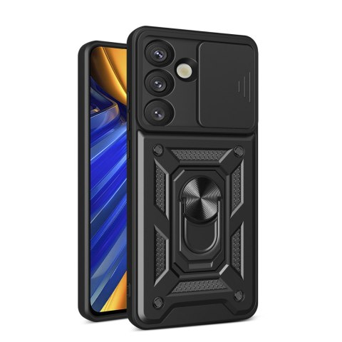 Etui pancerne z osłoną aparatu ringiem do Samsung Galaxy S25 Hybrid Armor Camshield - czarne