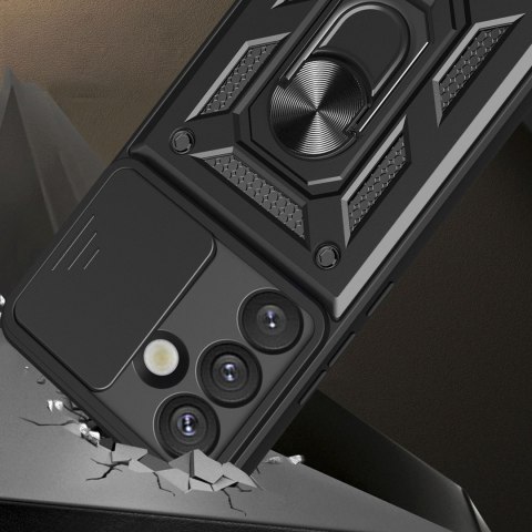 Etui pancerne z osłoną aparatu ringiem do Samsung Galaxy S25 Hybrid Armor Camshield - czarne