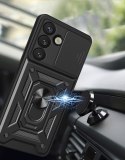 Etui pancerne z osłoną aparatu ringiem do Samsung Galaxy S25 Hybrid Armor Camshield - czarne