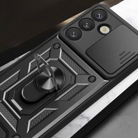 Etui pancerne z osłoną aparatu ringiem do Samsung Galaxy S25 Hybrid Armor Camshield - czarne
