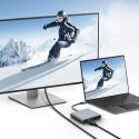 HUB adapter 4w1 USB-C USB-A 2x HDMI 4K 60HZ - szary