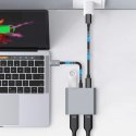 HUB adapter 4w1 USB-C USB-A 2x HDMI 4K 60HZ - szary