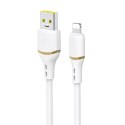 Kabel przewód USB-A - iPhone Lightning w silikonowym oplocie 30W 1m - biały