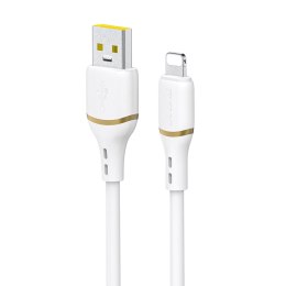 Kabel przewód USB-A - iPhone Lightning w silikonowym oplocie 30W 1m - biały