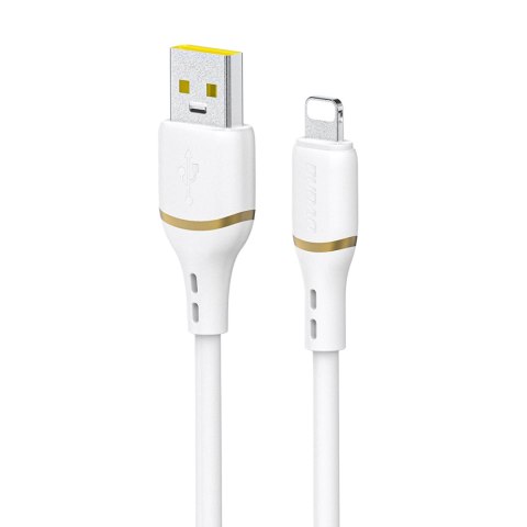 Kabel przewód USB-A - iPhone Lightning w silikonowym oplocie 30W 1m - biały