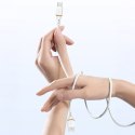 Kabel przewód USB-A - iPhone Lightning w silikonowym oplocie 30W 1m - biały
