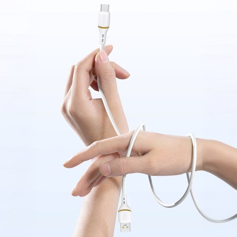 Kabel przewód USB-A - iPhone Lightning w silikonowym oplocie 30W 1m - biały