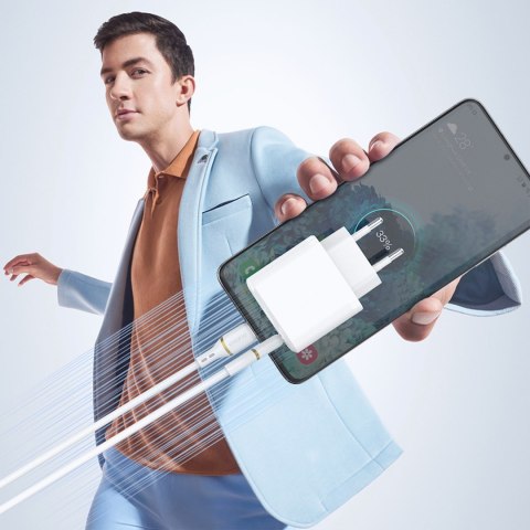 Kabel przewód USB-A - iPhone Lightning w silikonowym oplocie 30W 1m - biały