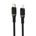 Kabel przewód USB-C - iPhone Lightning w silikonowym oplocie 30W 1m - czarny
