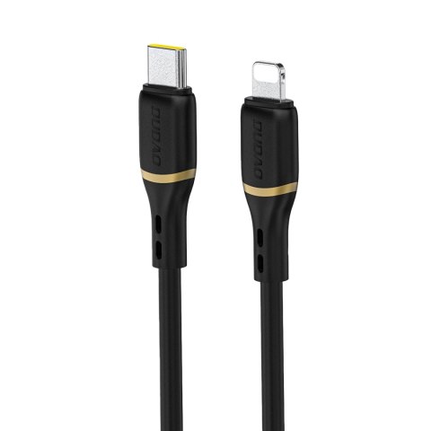 Kabel przewód USB-C - iPhone Lightning w silikonowym oplocie 30W 1m - czarny