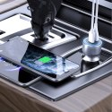 Ładowarka samochodowa USB-A USB-C PD QC LED 120W - szary
