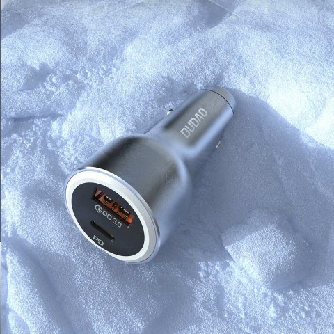 Ładowarka samochodowa USB-A USB-C PD QC LED 120W - szary