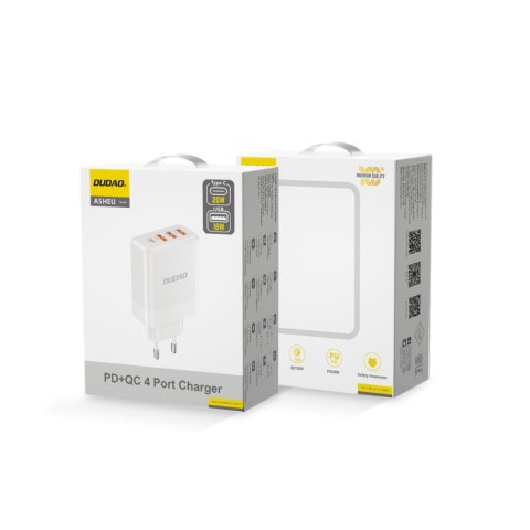 Ładowarka sieciowa USB-A USB-C PD QC 20W - biała