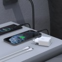 Ładowarka sieciowa USB-A USB-C z kablem USB-C PD QC 35W - biała