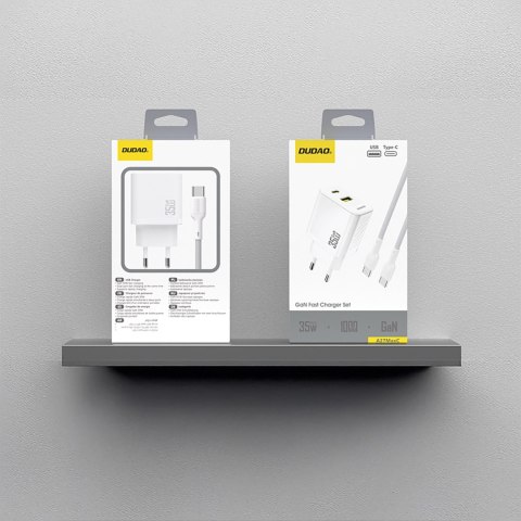 Ładowarka sieciowa USB-A USB-C z kablem USB-C PD QC 35W - biała