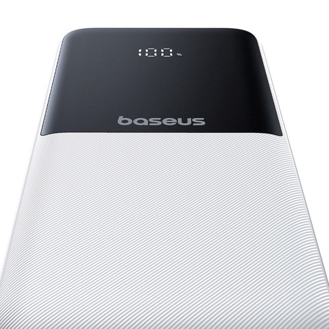 Powerbank 10000mAh 22.5W Lipow z wbudowanymi kablami USB-C iPhone Lightning - biały