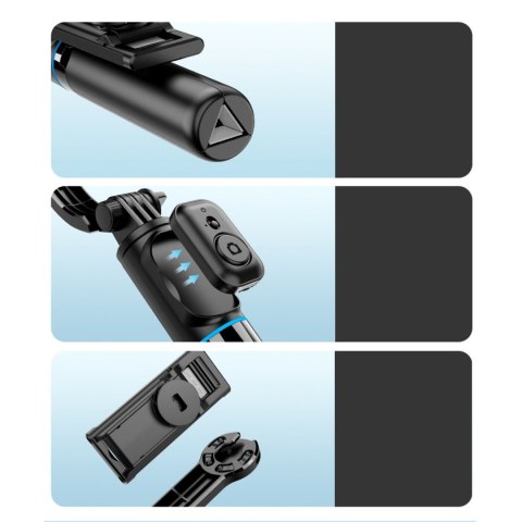 Selfie stick 4w1 statyw składany kijek do zdjęć z pilotem 110cm - czarny