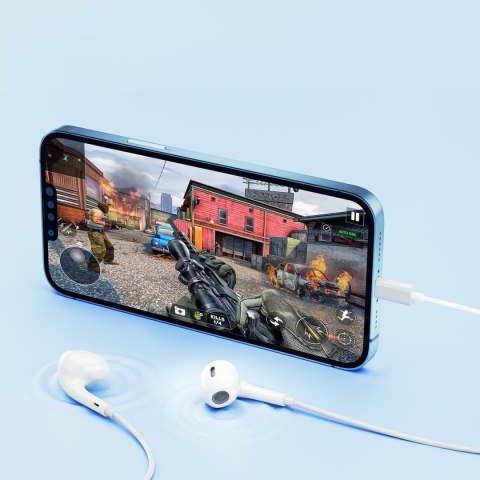 Słuchawki przewodowe douszne z pilotem i mikrofonem LH1 1.15m - białe