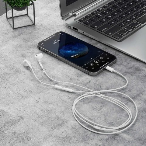 Słuchawki przewodowe douszne ze złączem iPhone Lightning 1.2m - białe