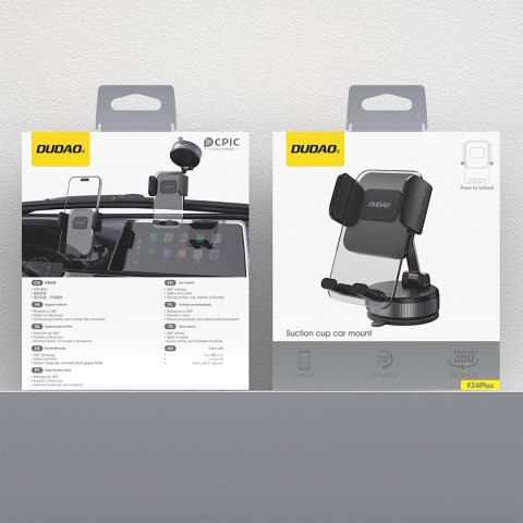 Uchwyt samochodowy do smartfona z przyssawką na deskę rozdzielczą - czarny