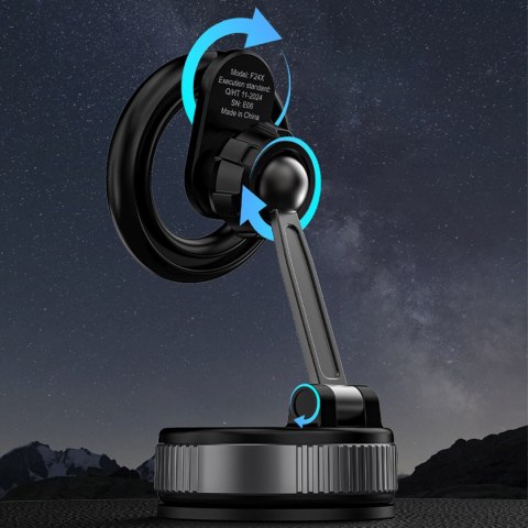 Uchwyt samochodowy magnetyczny do smartfona z przyssawką MagSafe - czarny