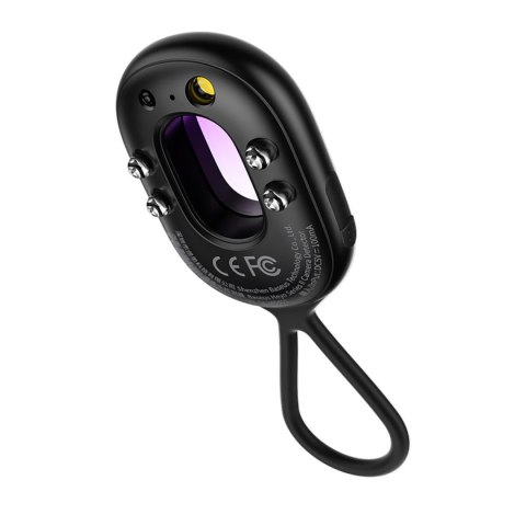 Wykrywacz ukrytych kamer z alarmem mini latarką + kabel USB-A - USB-C - czarny