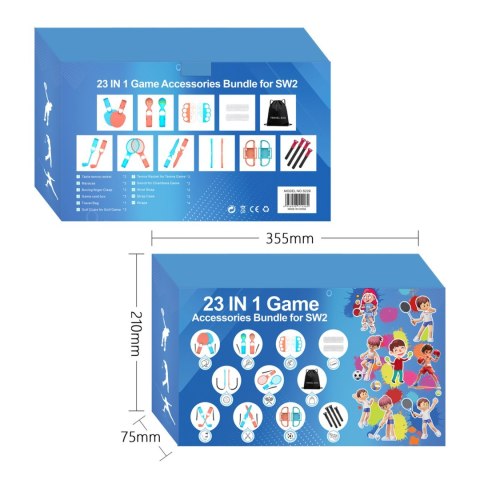 Zestaw akcesoriów rodzinnych 23w1 do konsoli Nintendo Switch 2 - pomarańczowy i niebieski