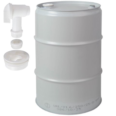 Beczka stalowa metalowa TH 60L korki 2 i 3/4 z kranikiem atest - SZARA