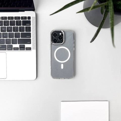 Etui brokatowe plecki na Samsung Galaxy A26 5G Glitter Case MagSafe - białe