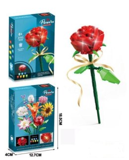 Klocki kwiat czerwona róża zestaw kreatywny 81el.