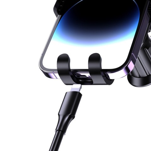 Uchwyt samochodowy grawitacyjny do smartfona z przyssawką na szybę deskę - czarny